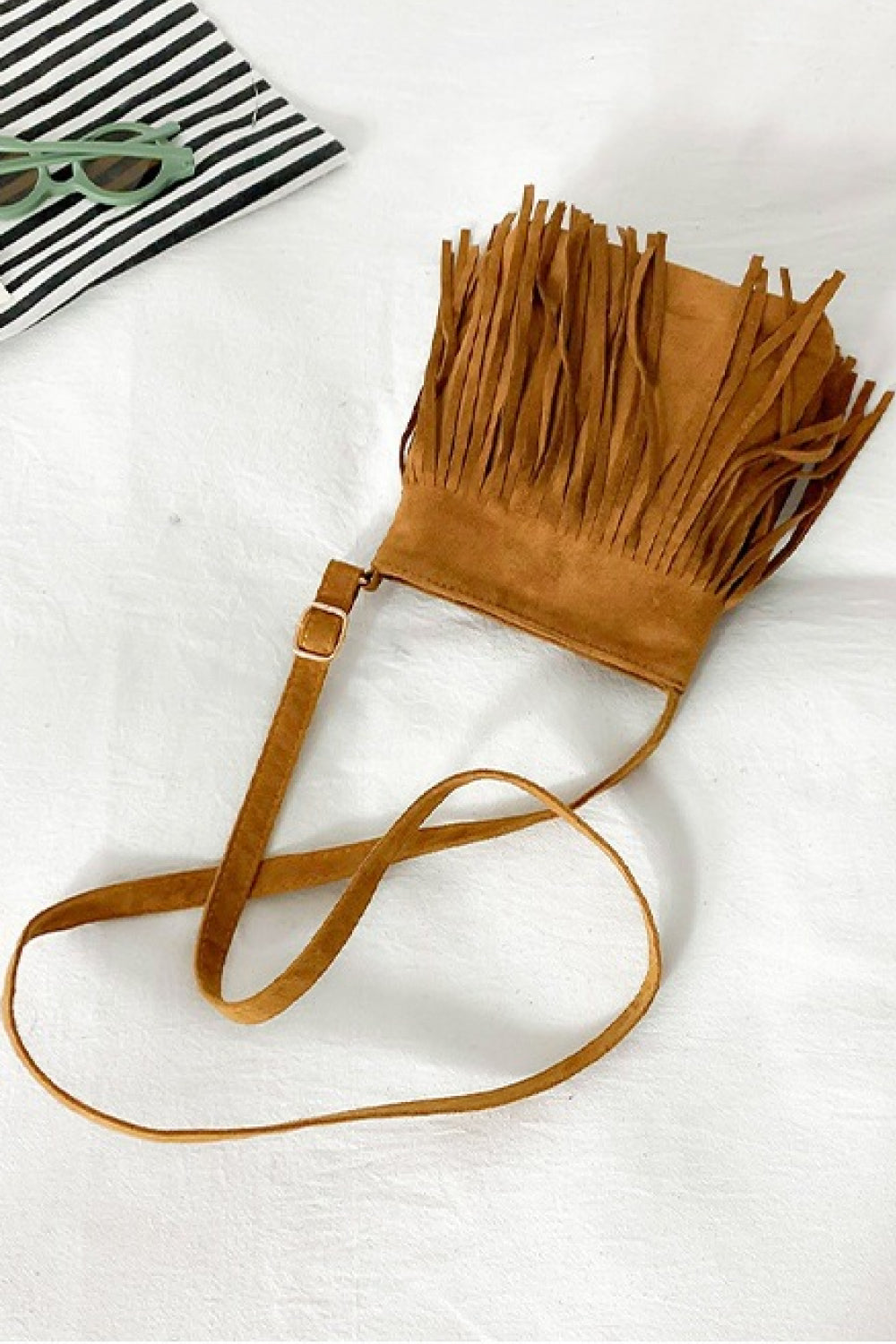 The Ceila - Faux Leather Crossbody Bag with Fringe