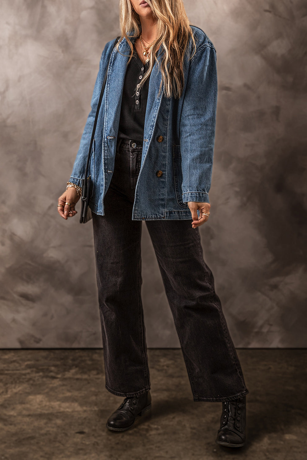 The Jess - Pocketed Long Sleeve Denim Jacket