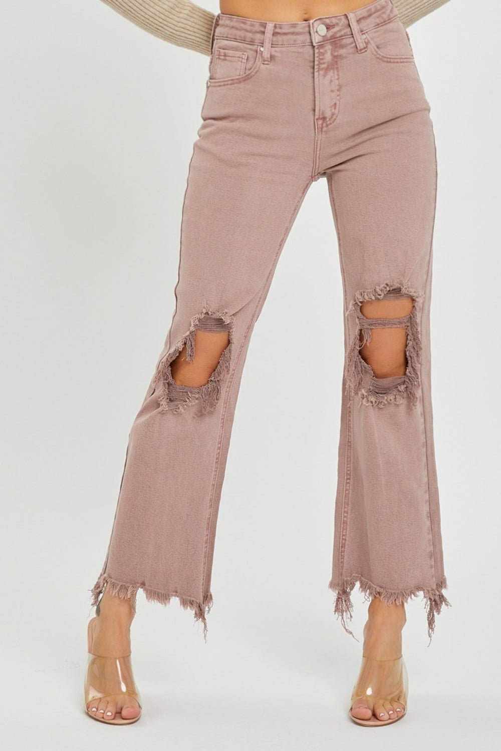 The Velma - RISEN Distressed Ankle Bootcut Jeans