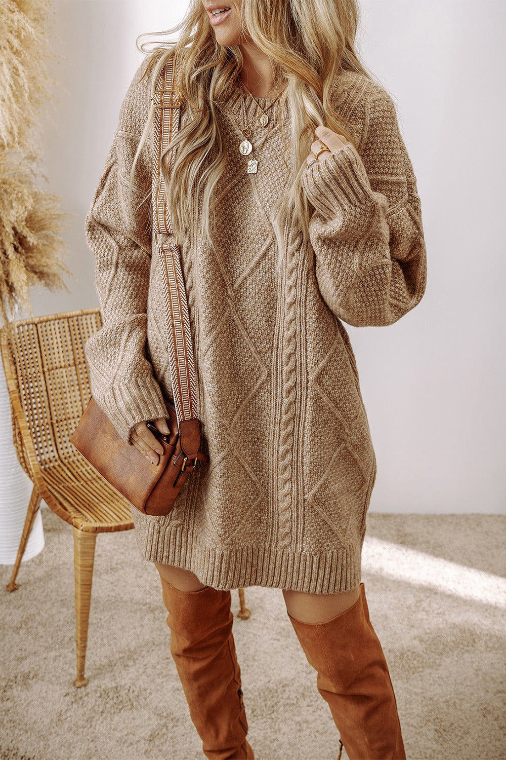 The Joelle - Cable-Knit Sweater Dress