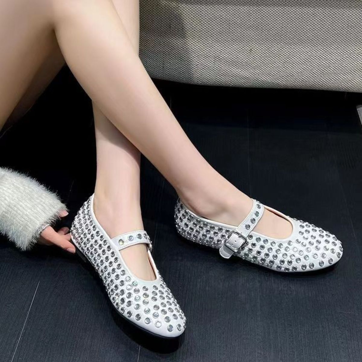 The Mary Jane - Leather Studded Flat Loafers