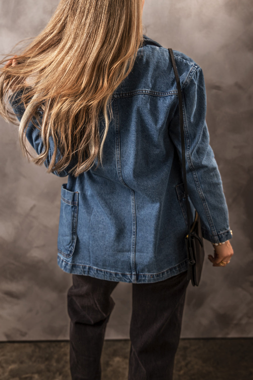 The Jess - Pocketed Long Sleeve Denim Jacket