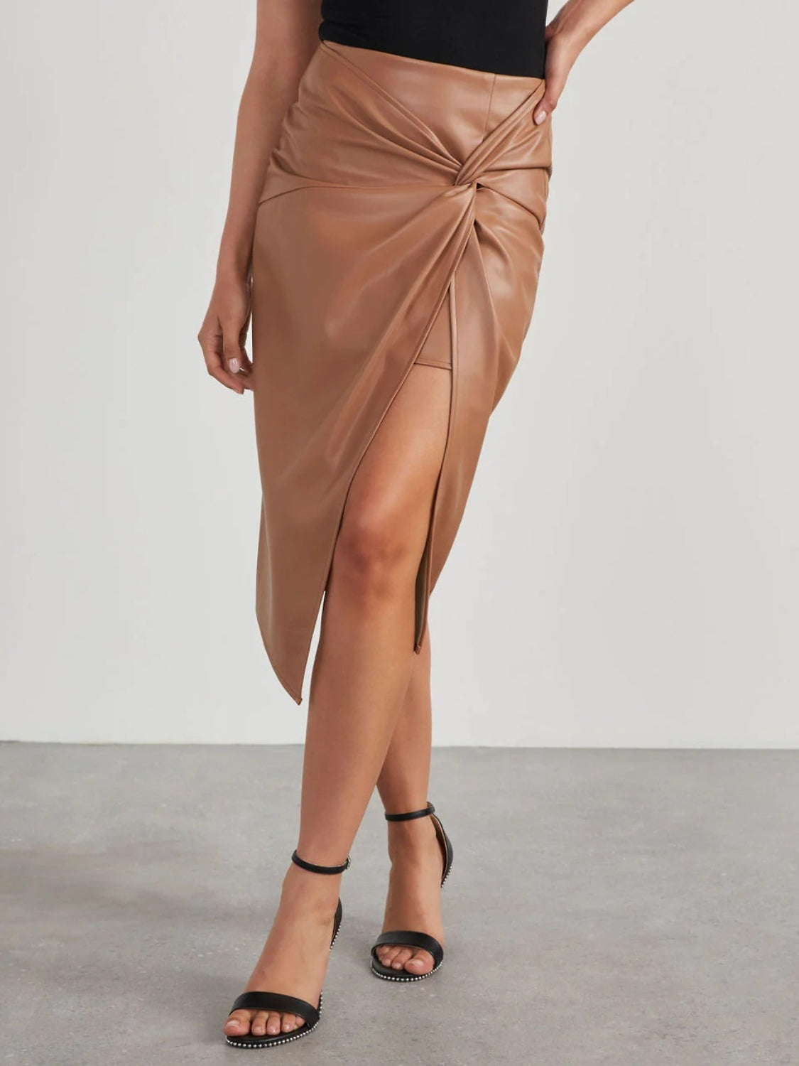 The Zoe - Faux Leather High Waist Midi Skirt