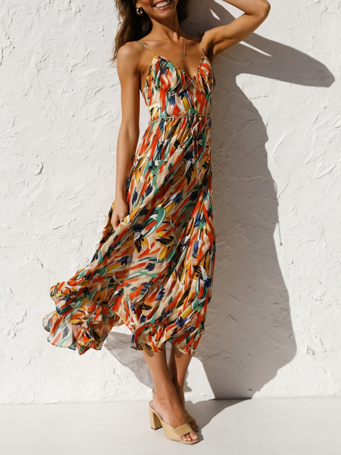 The Nora - Printed Sleeveless Midi Cami dress