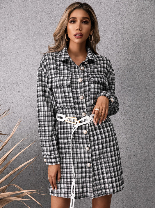 The Naomi - Plaid Long Sleeve Mini Dress