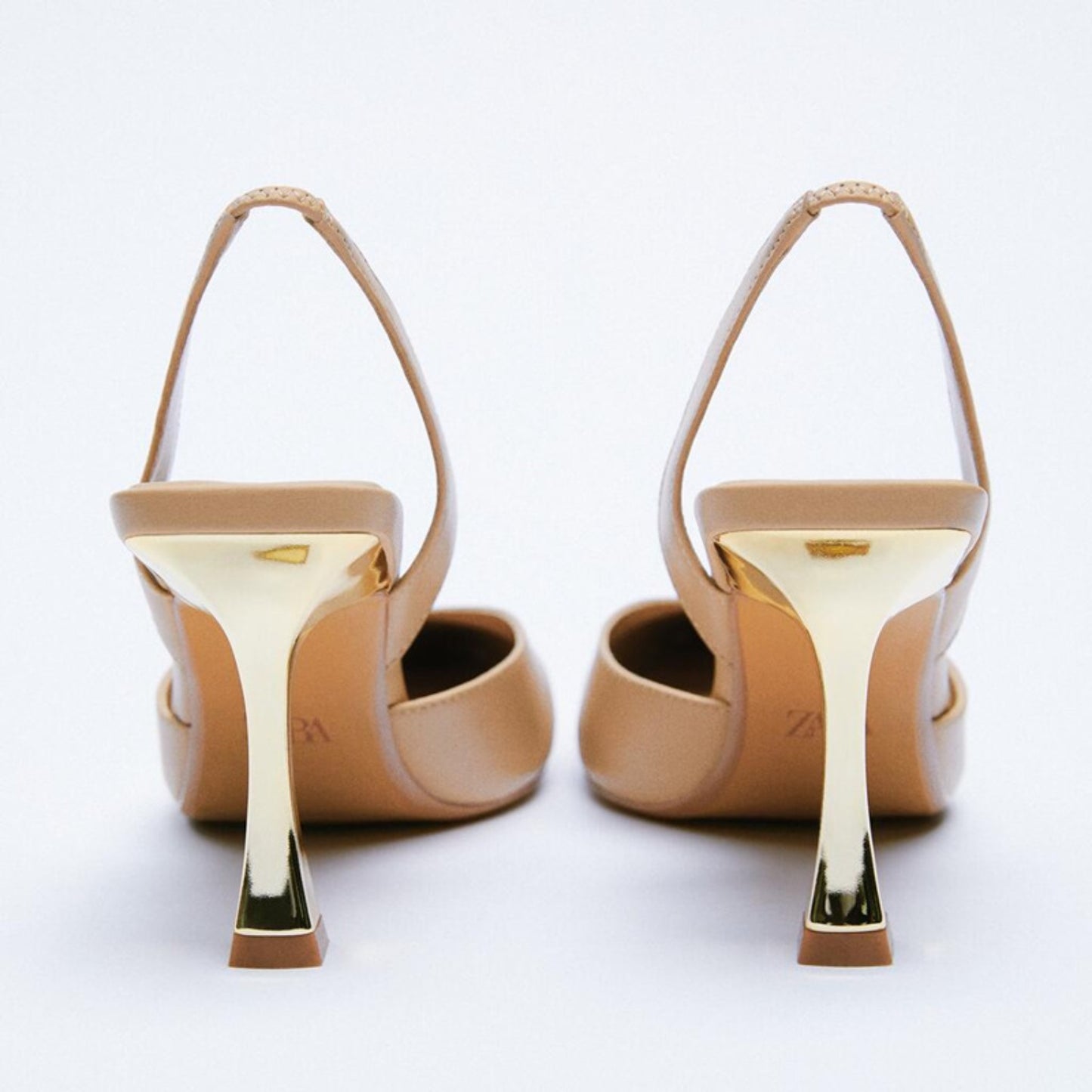 The Senia - Pointed Toe Slingback Stiletto with Gold Heel