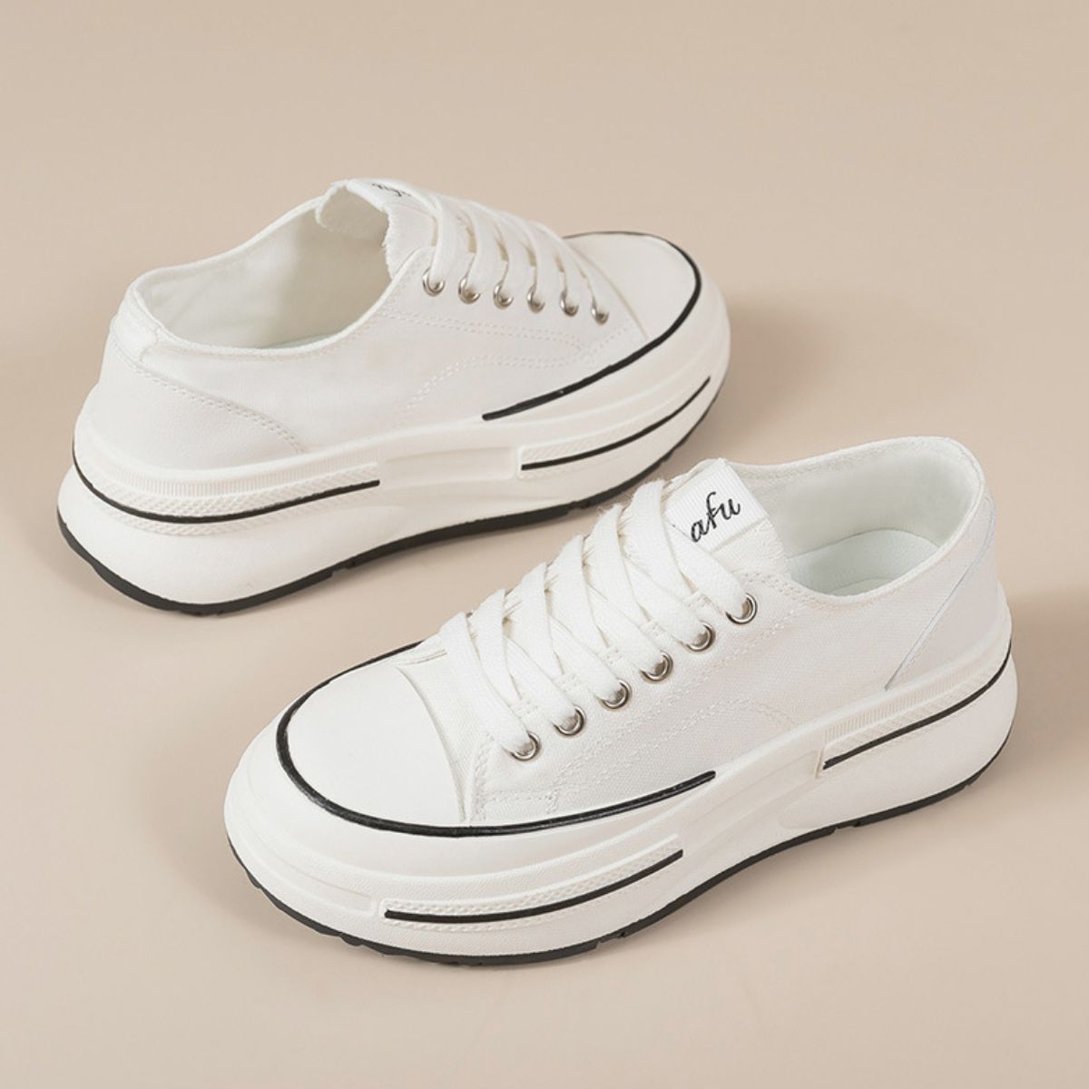 The Peyton - Tied Round Toe Platform Sneakers