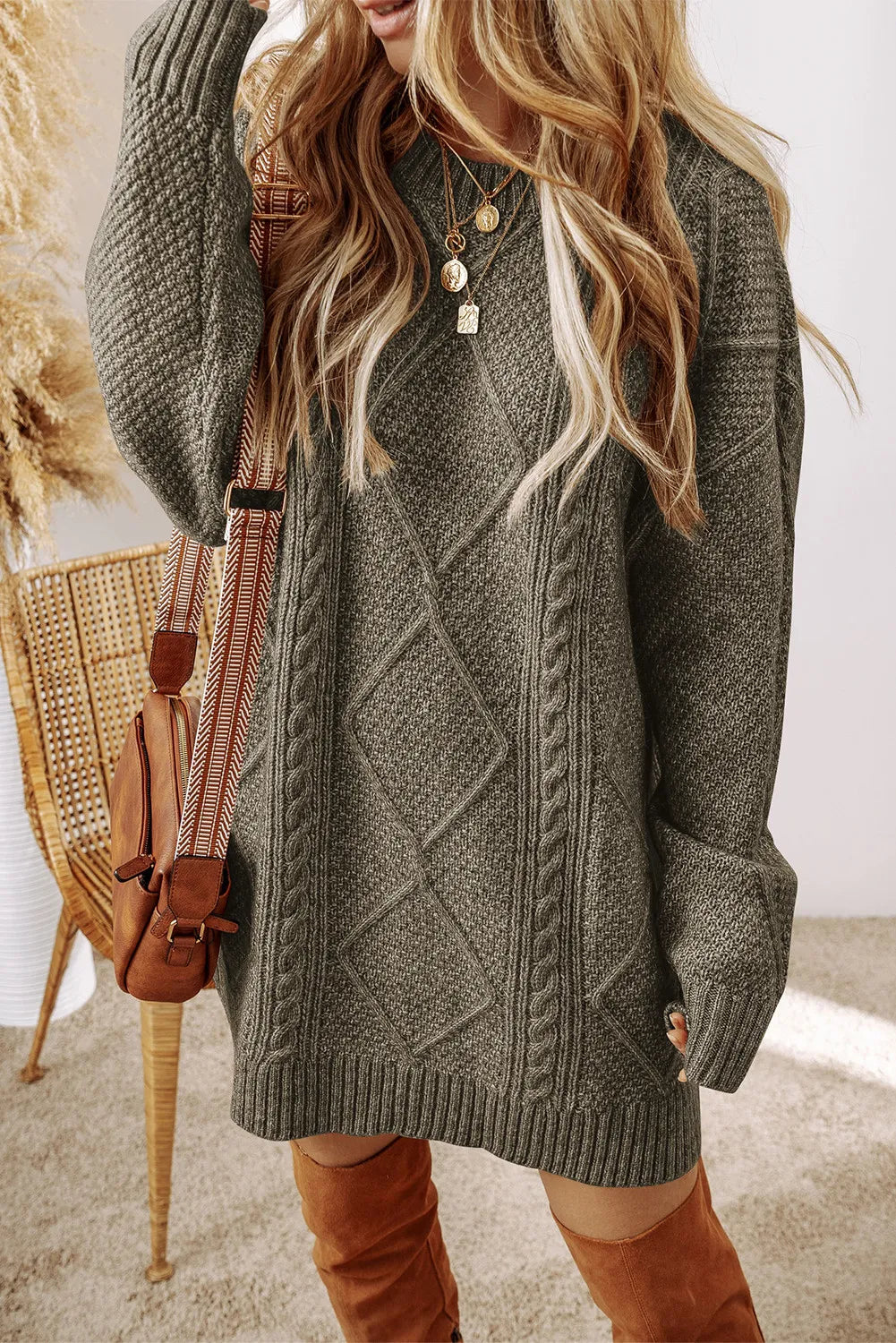 The Joelle - Cable-Knit Sweater Dress