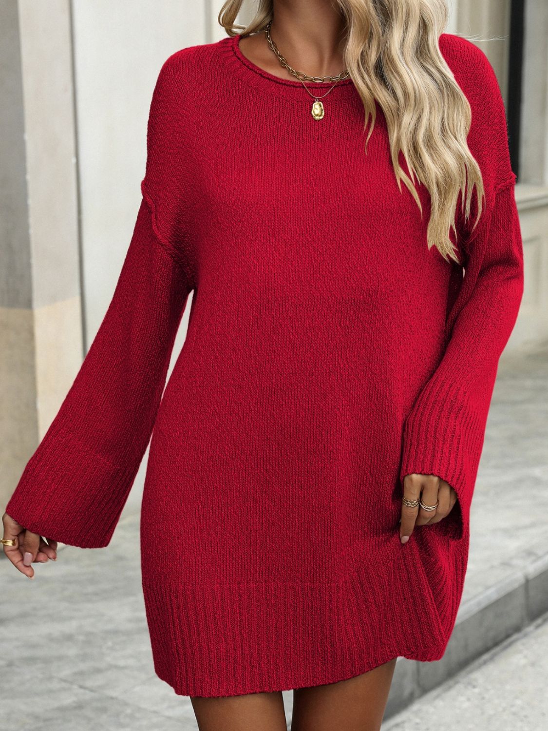 The Kay - Bell Sleeve Sweater Dress