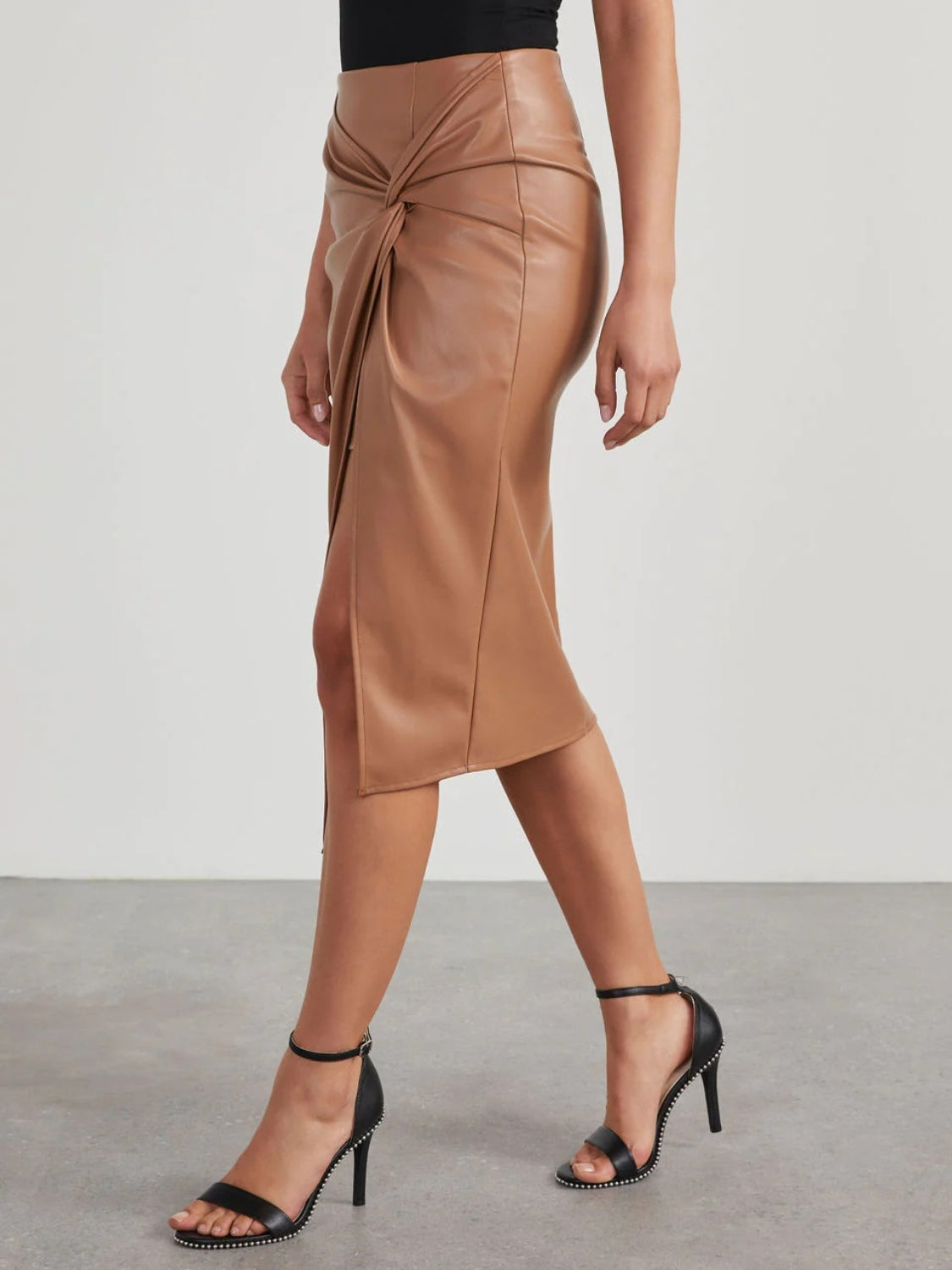 The Zoe - Faux Leather High Waist Midi Skirt