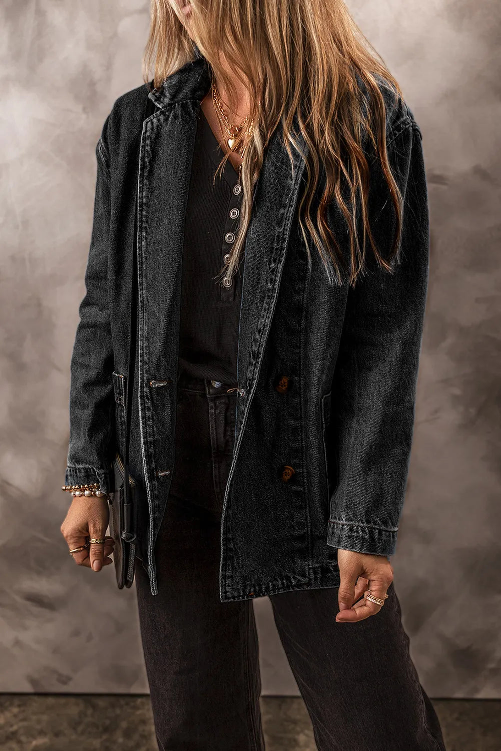 The Jess - Pocketed Long Sleeve Denim Jacket