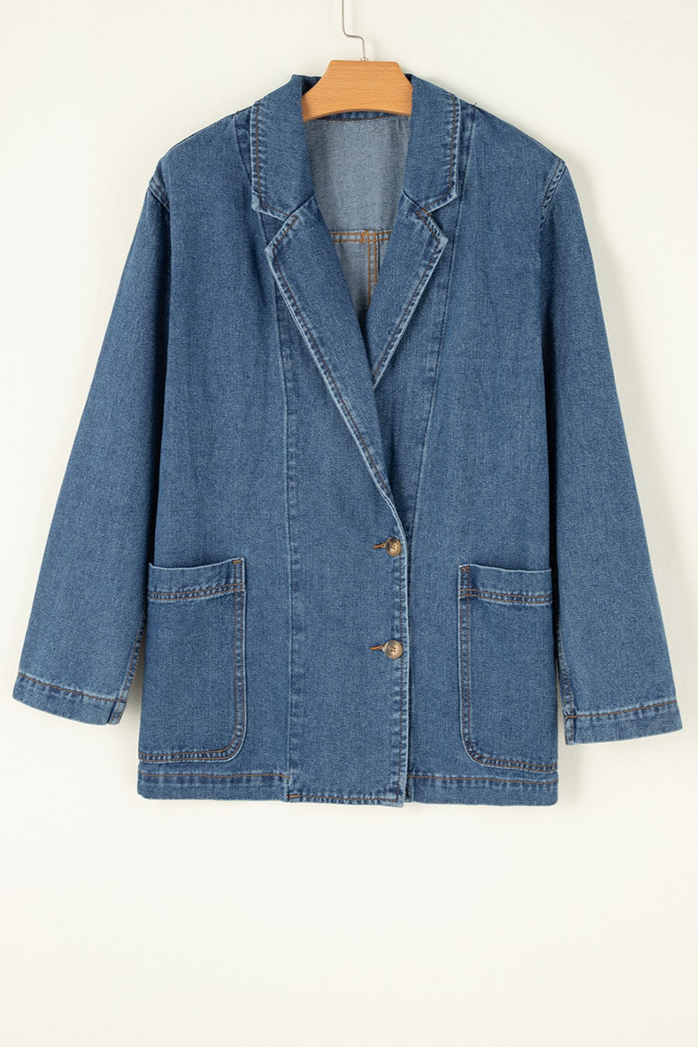 The Jess - Pocketed Long Sleeve Denim Jacket