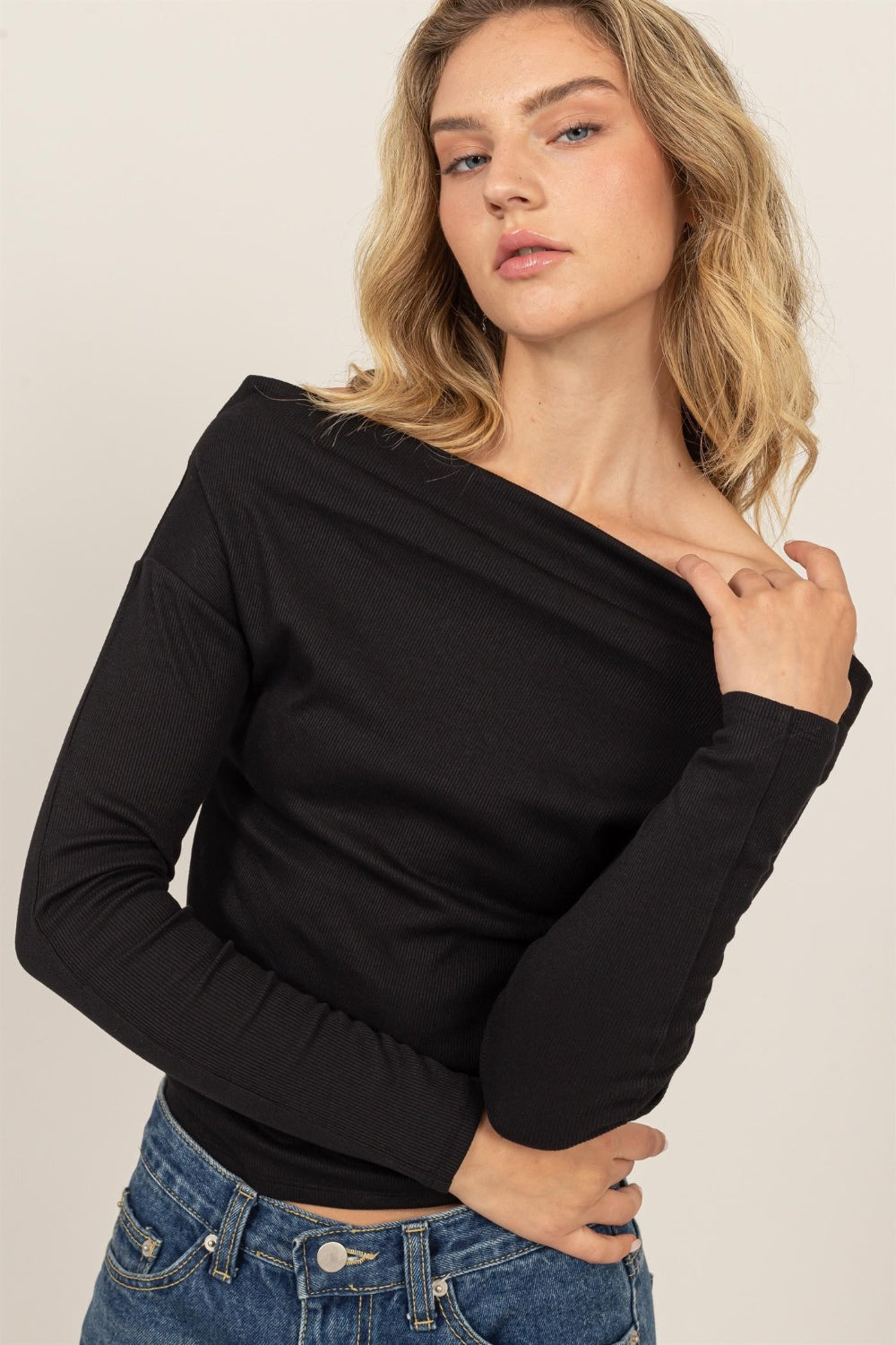 The Christine - Off Shoulder Ribbed Knit Top