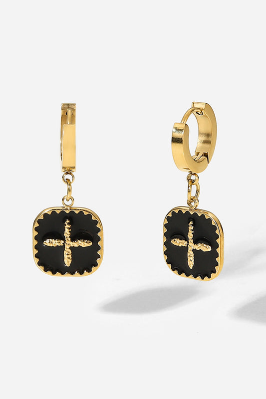 The Sienna - Plus Sign Square Shape Drop Earrings