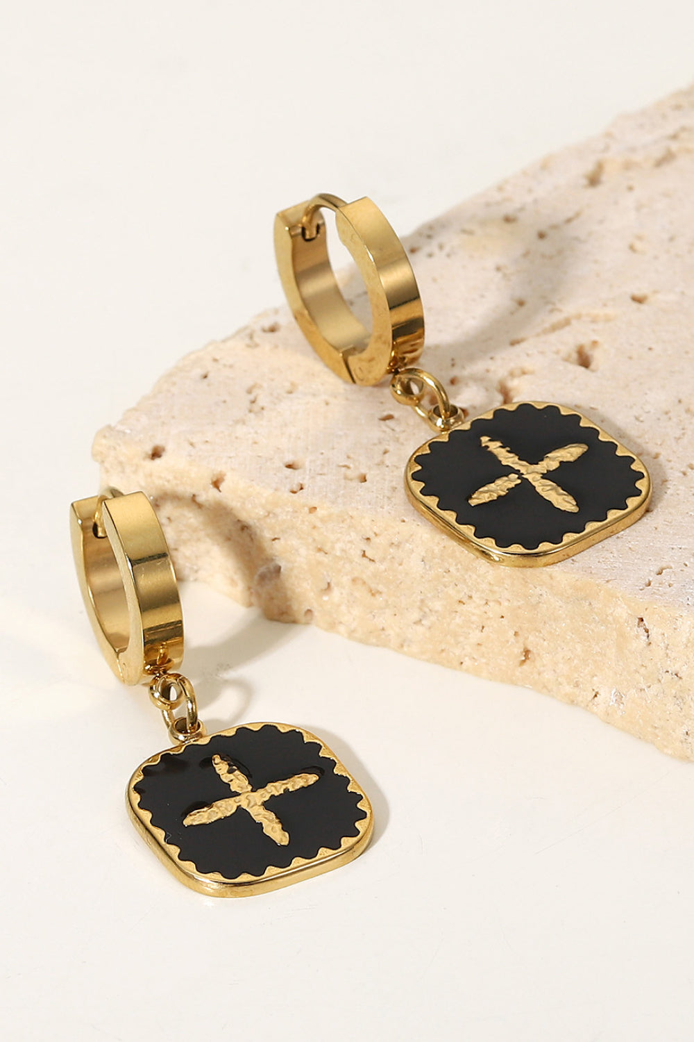 The Sienna - Plus Sign Square Shape Drop Earrings