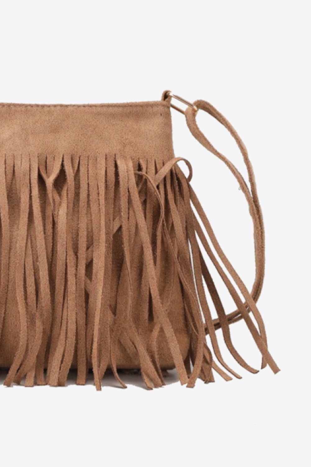 The Ceila - Faux Leather Crossbody Bag with Fringe