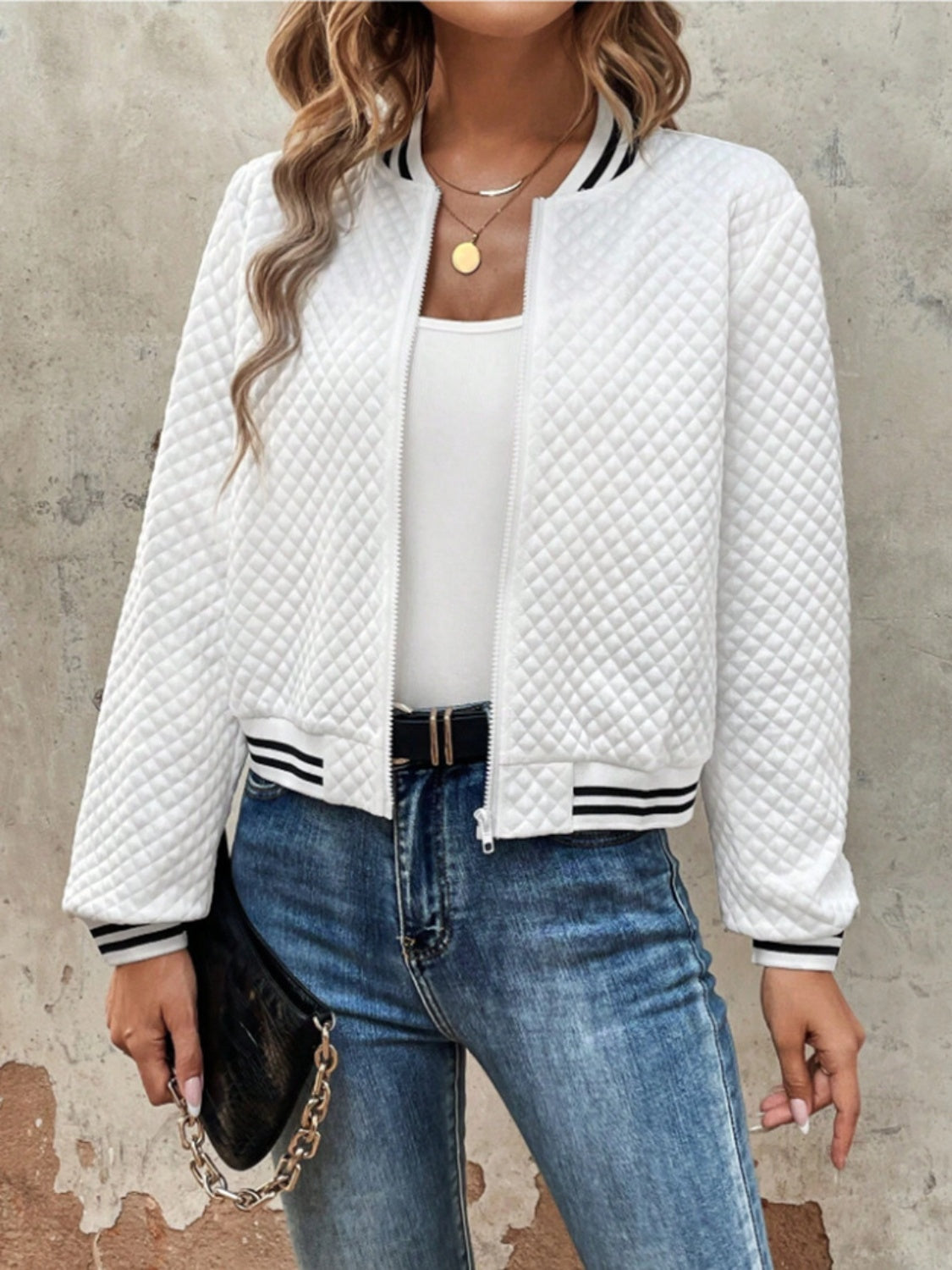 The Ava - Textured Bomber Jacket