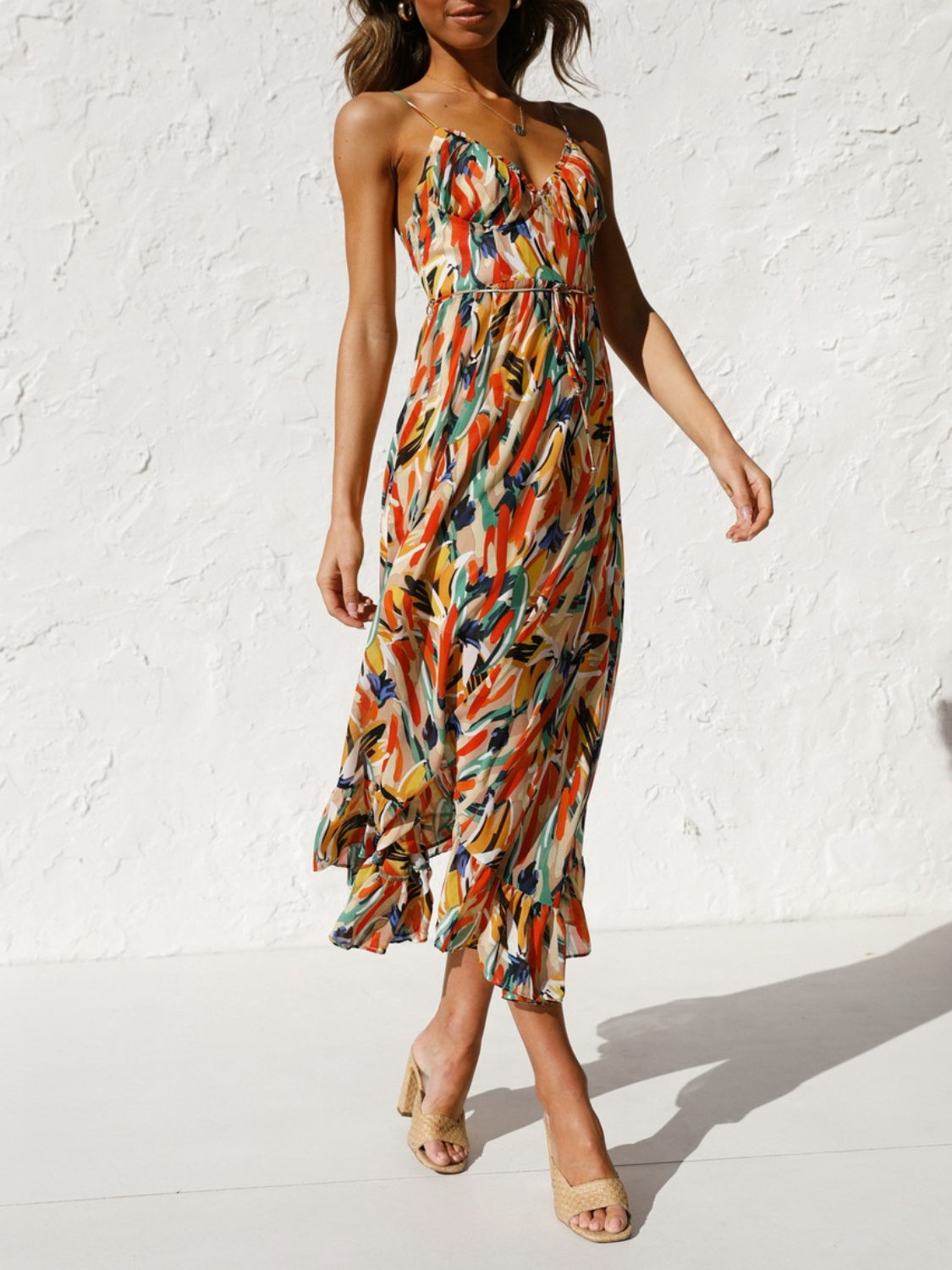 The Nora - Printed Sleeveless Midi Cami dress