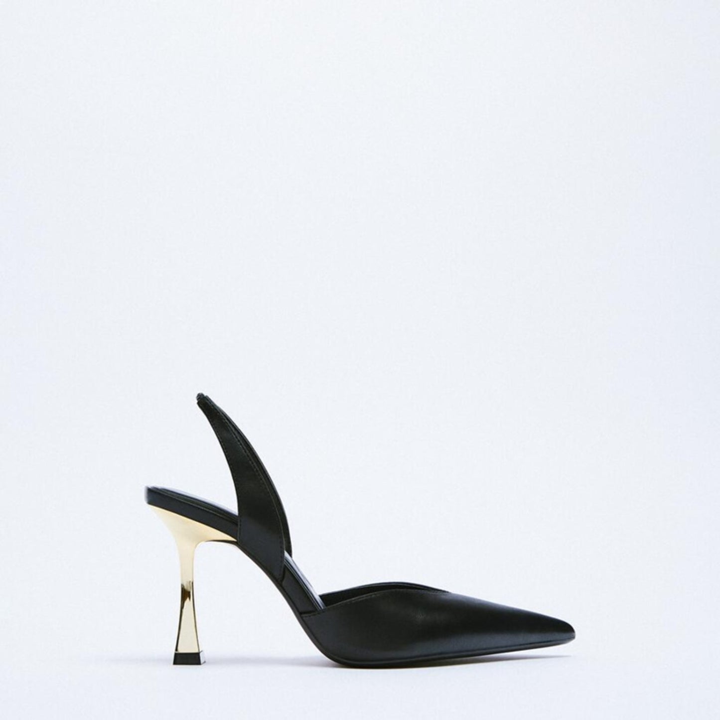 The Senia - Pointed Toe Slingback Stiletto with Gold Heel