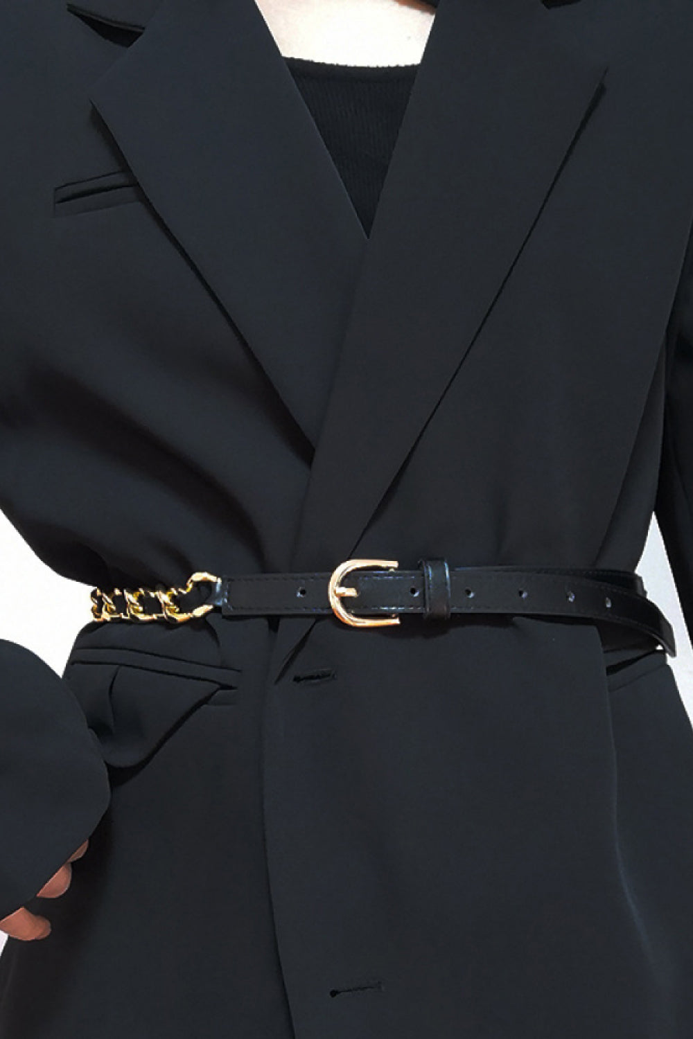 The Carly - Faux Leather Chain Skinny Belt