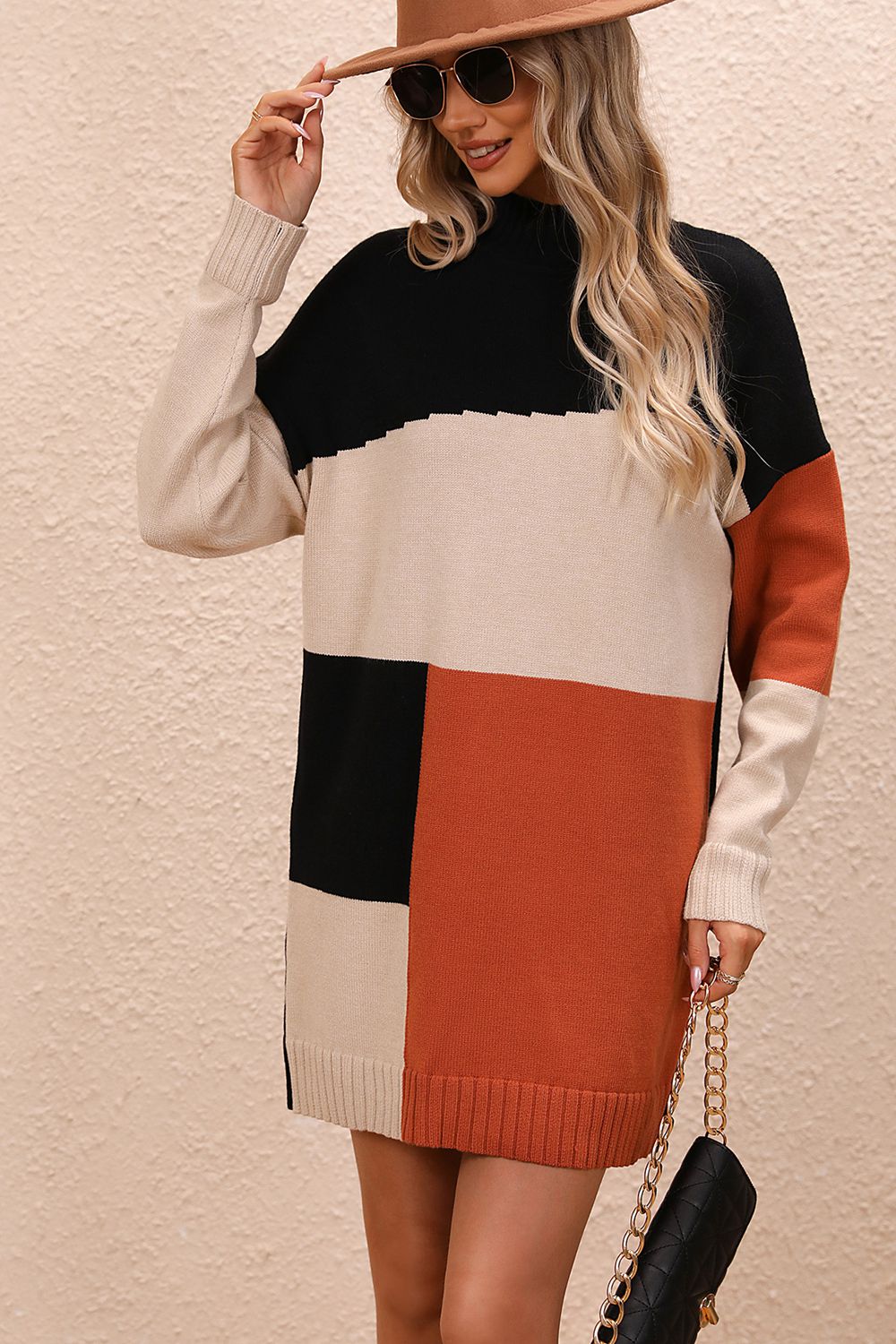 The Mia - Color Block Sweater Dress