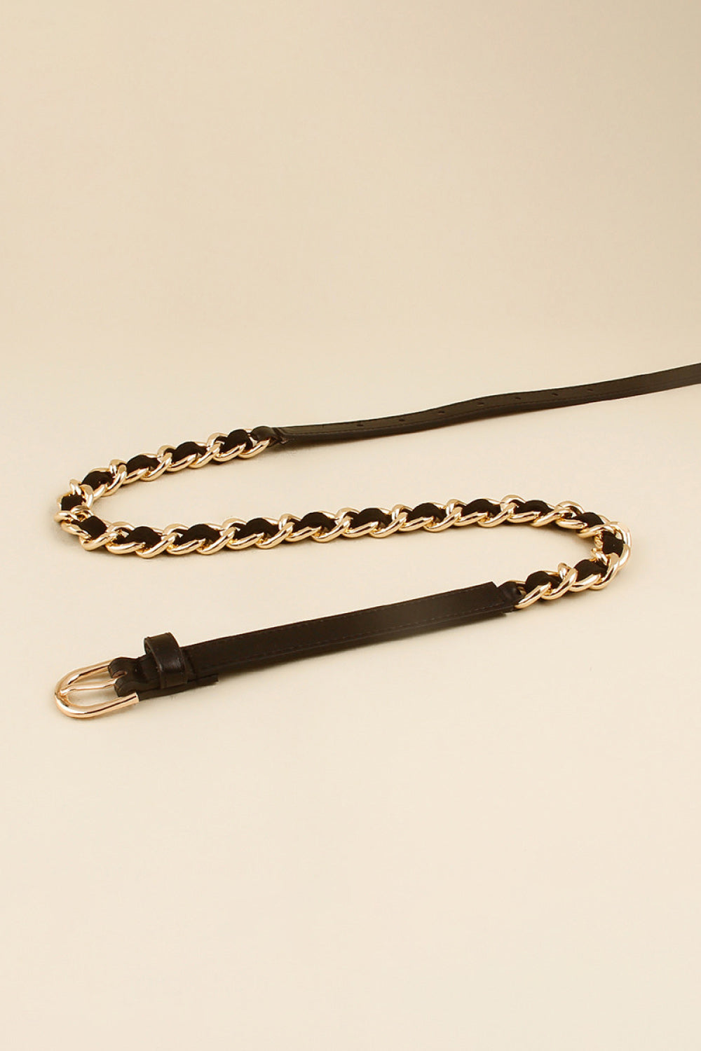 The Carly - Faux Leather Chain Skinny Belt