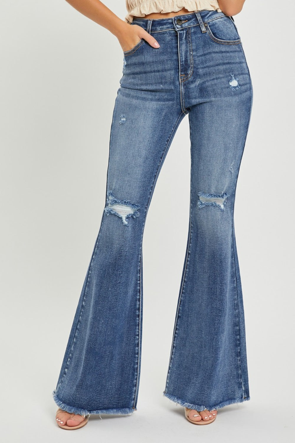 The Camden - RISEN High Waist Distressed Fare Jeans