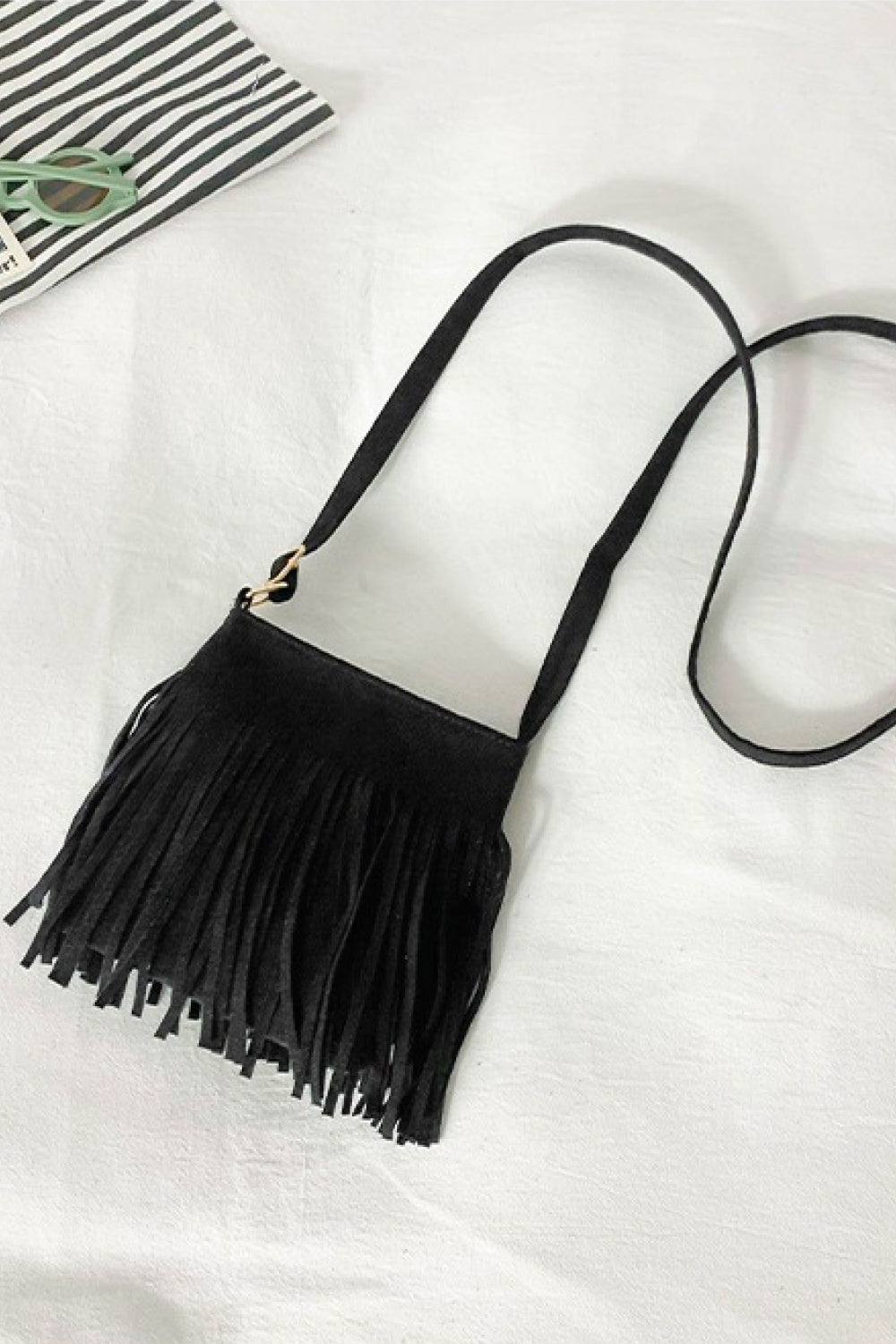 The Ceila - Faux Leather Crossbody Bag with Fringe