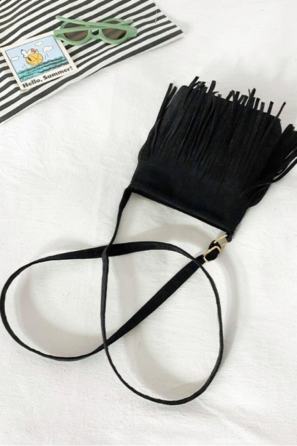 The Ceila - Faux Leather Crossbody Bag with Fringe