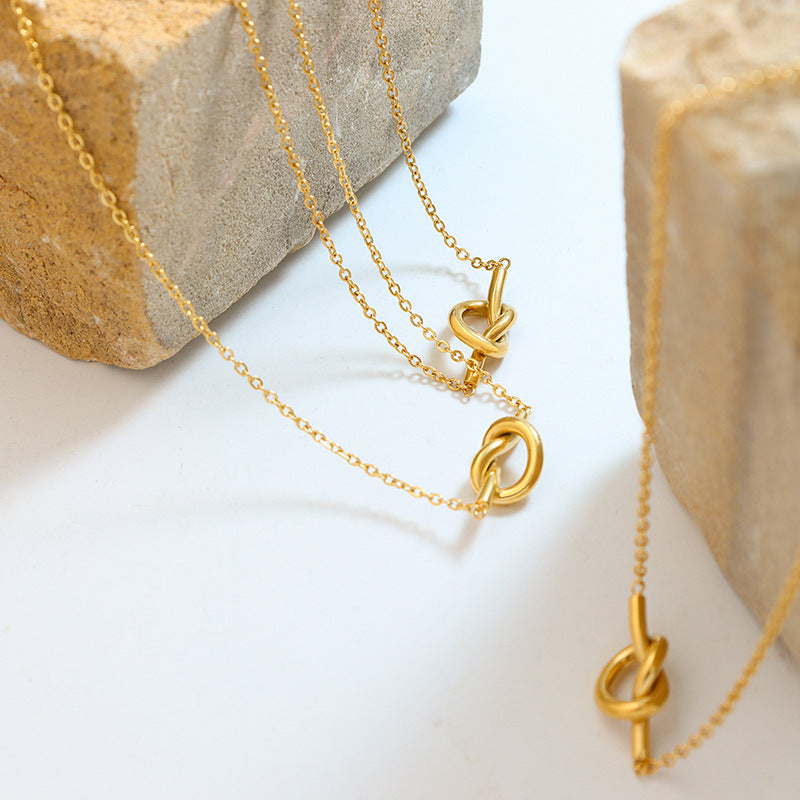 The Zenia - 18K Gold-Plated Titanium Steel Knot Necklace