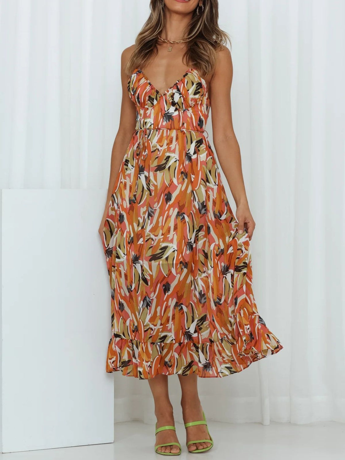 The Nora - Printed Sleeveless Midi Cami dress