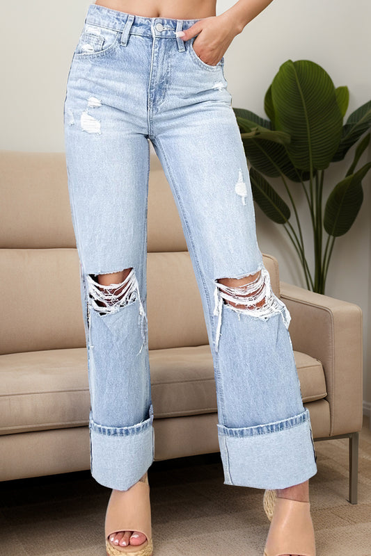 The Beverly - Distressed High Waist Jeans with Pockets