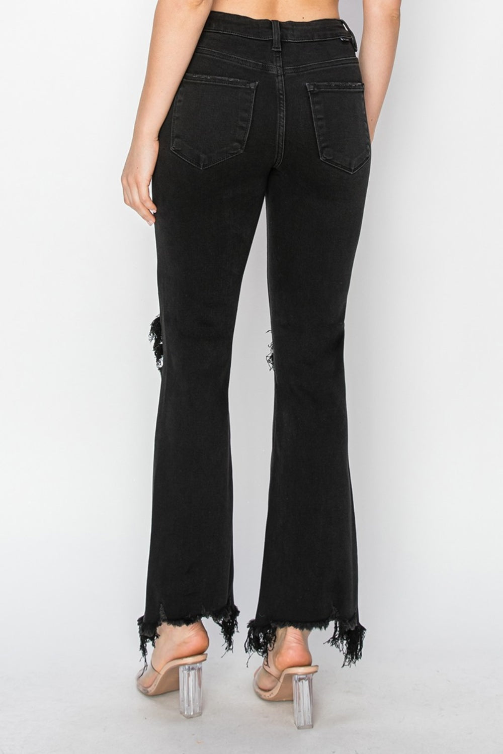 The Kinsley - RISEN Distressed Raw Hem Jeans with Pockets