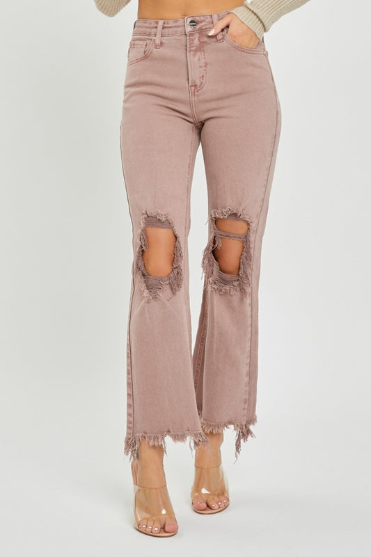 The Velma - RISEN Distressed Ankle Bootcut Jeans