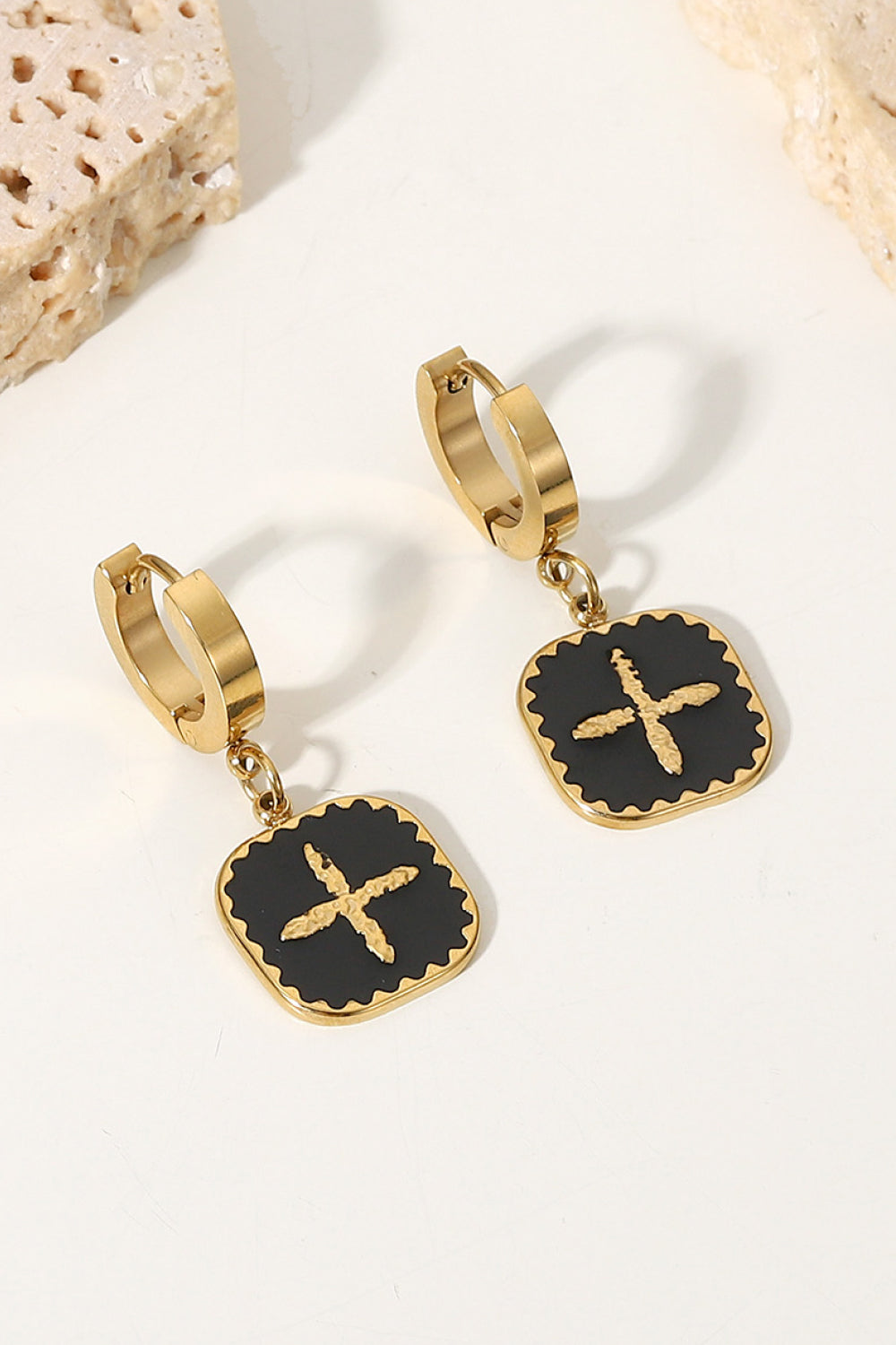 The Sienna - Plus Sign Square Shape Drop Earrings