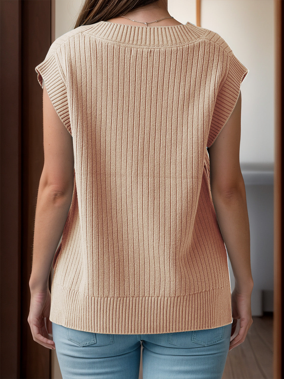 The Isla - V-Neck Cap Sleeve Knit Vest