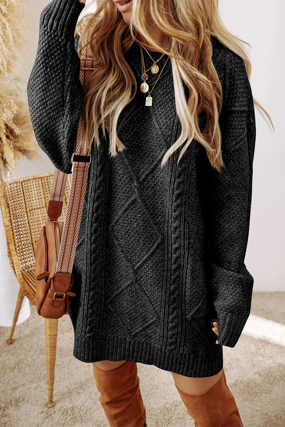 The Joelle - Cable-Knit Sweater Dress