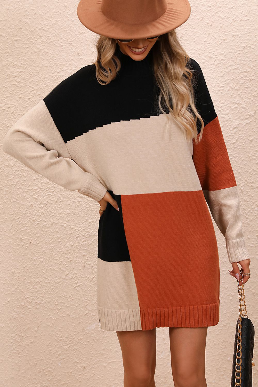 The Mia - Color Block Sweater Dress