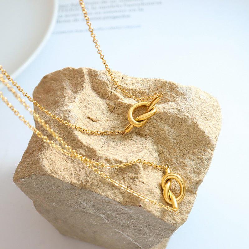 The Zenia - 18K Gold-Plated Titanium Steel Knot Necklace