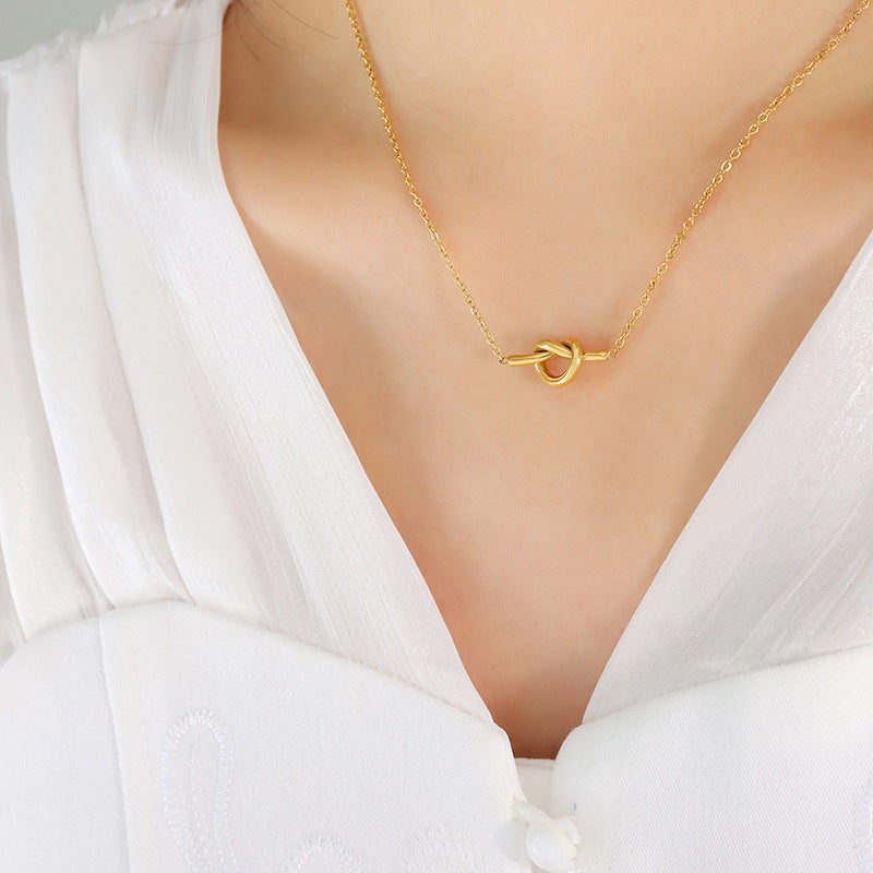 The Zenia - 18K Gold-Plated Titanium Steel Knot Necklace