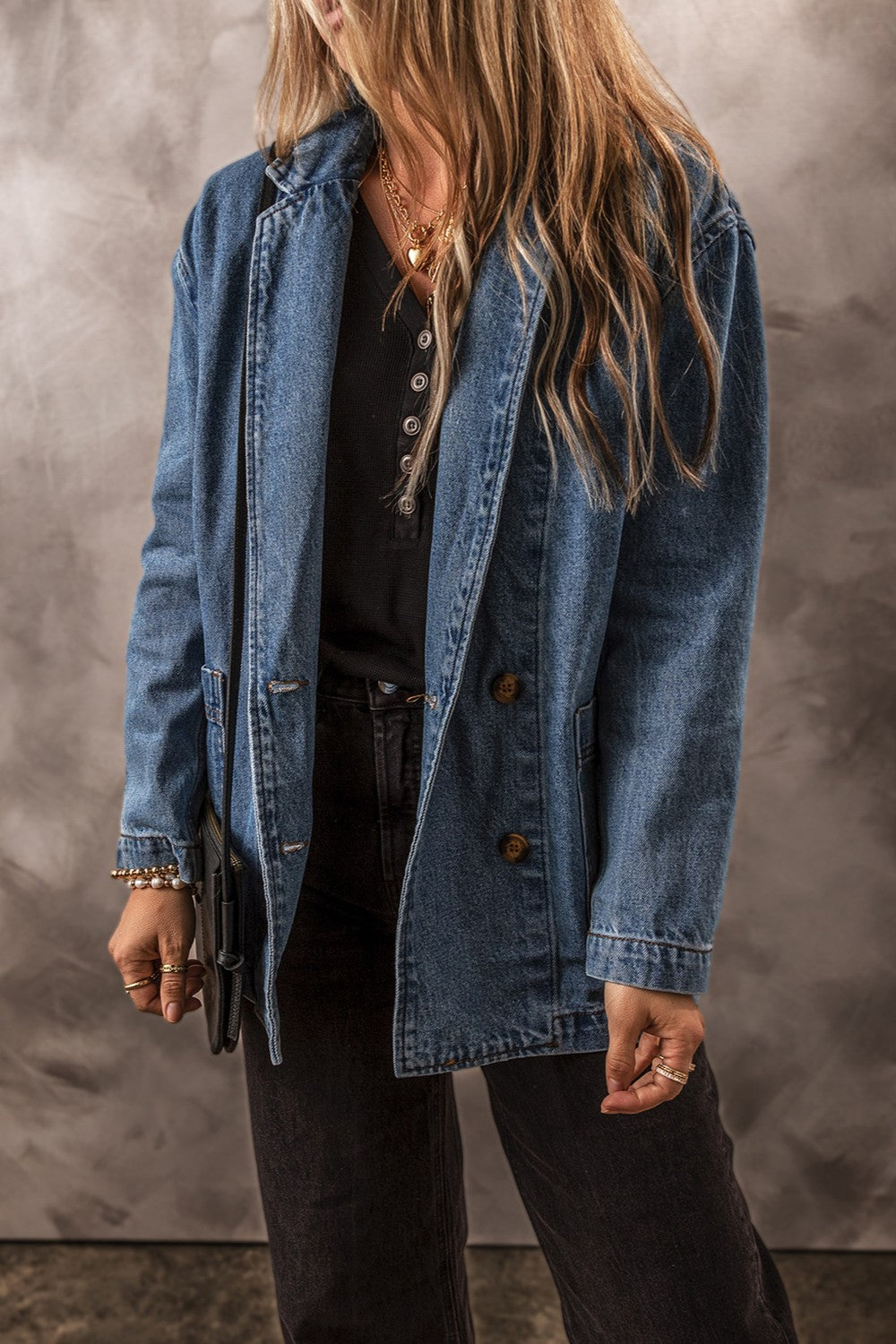 The Jess - Pocketed Long Sleeve Denim Jacket