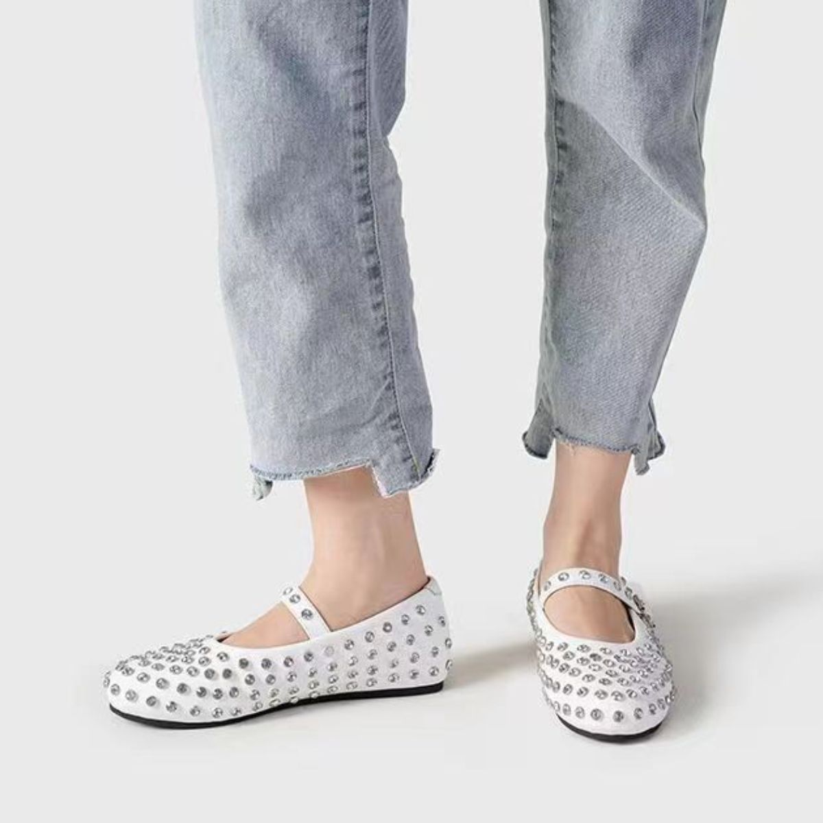 The Mary Jane - Leather Studded Flat Loafers