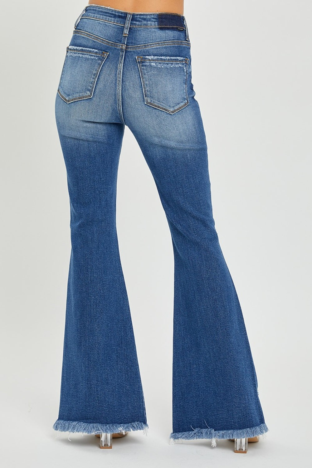 The Cheyenne - RISEN Full Size High Rise Front Slit Frayed Hem Flare Jeans