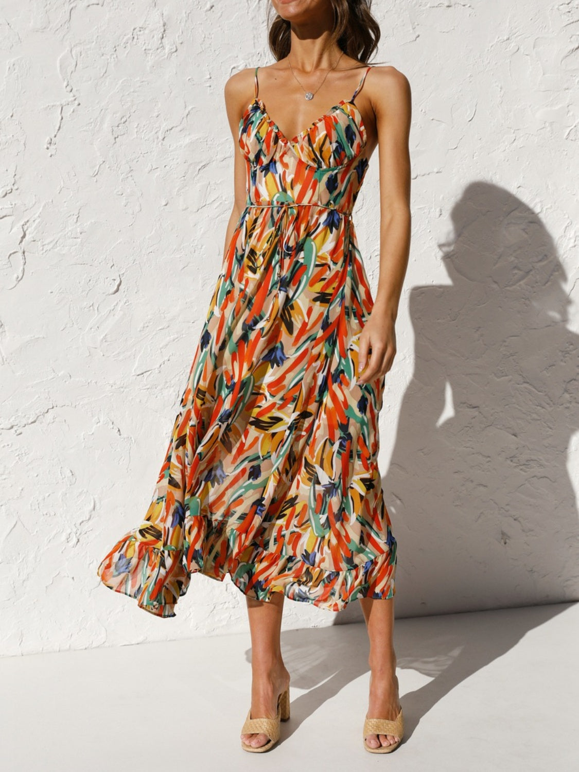 The Nora - Printed Sleeveless Midi Cami dress