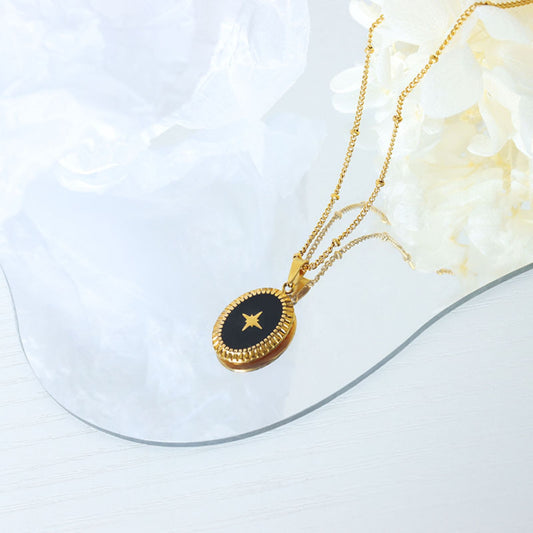 The Aria - Gold-Plated Titanium Steel Oval Shape Pendant Necklace