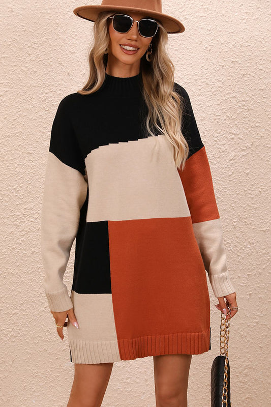 The Mia - Color Block Sweater Dress