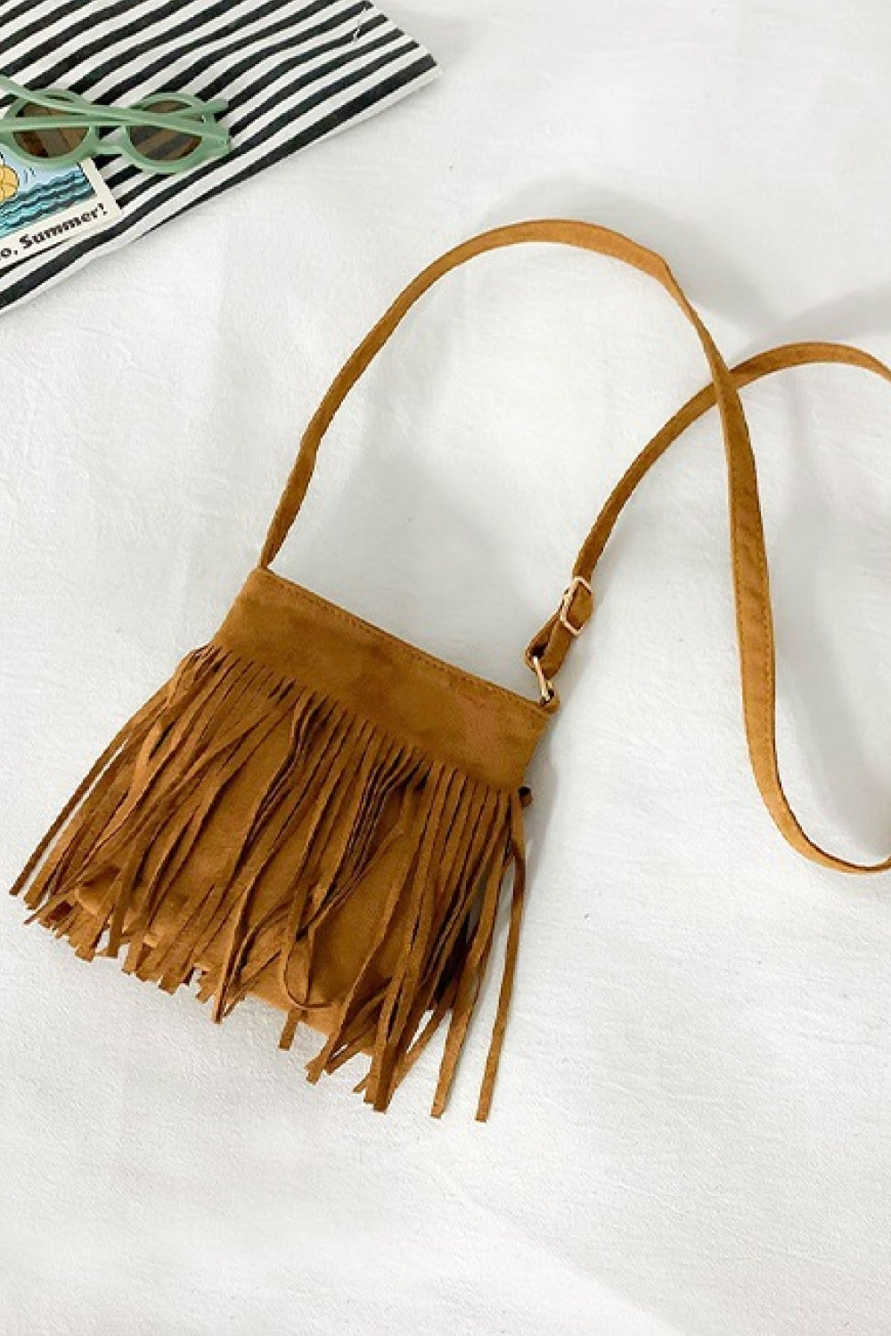 The Ceila - Faux Leather Crossbody Bag with Fringe