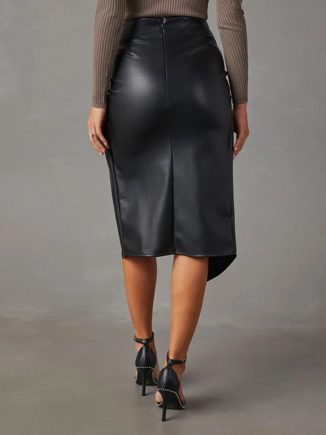 The Zoe - Faux Leather High Waist Midi Skirt