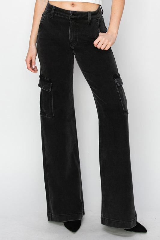 The Alba - Risen Full Size High Rise Wide Leg Cargo Jeans