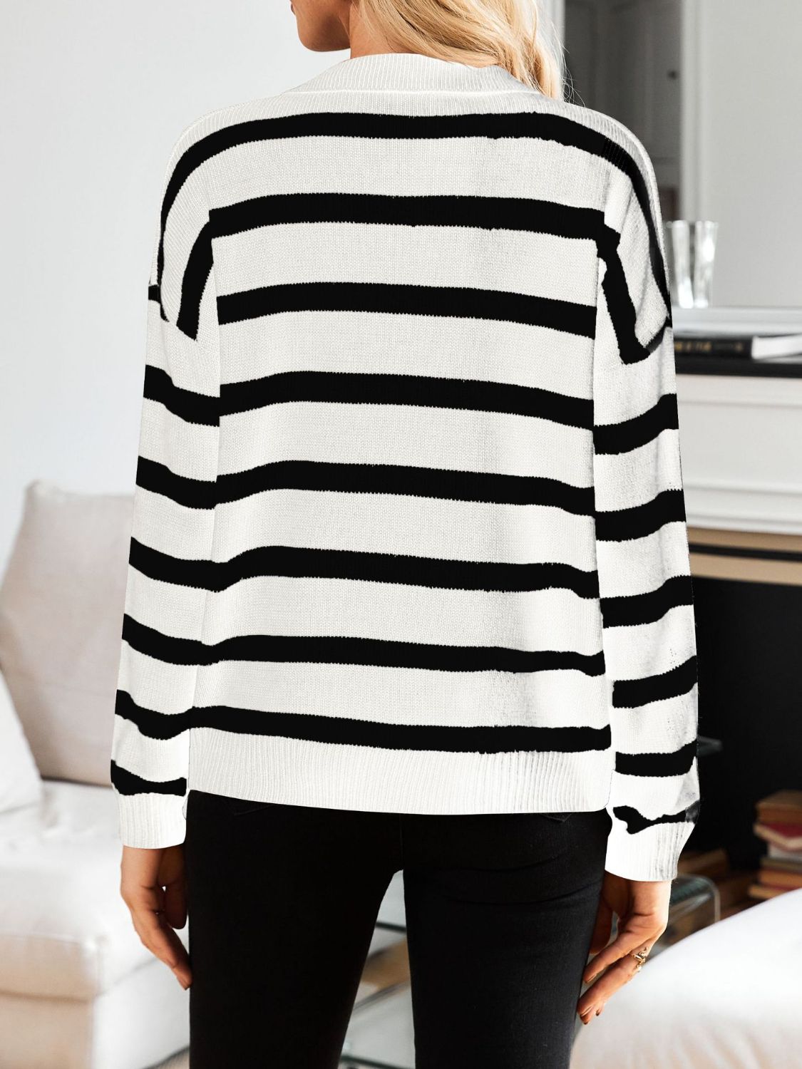 The Melanie - Striped Collared Long Sleeve Sweater